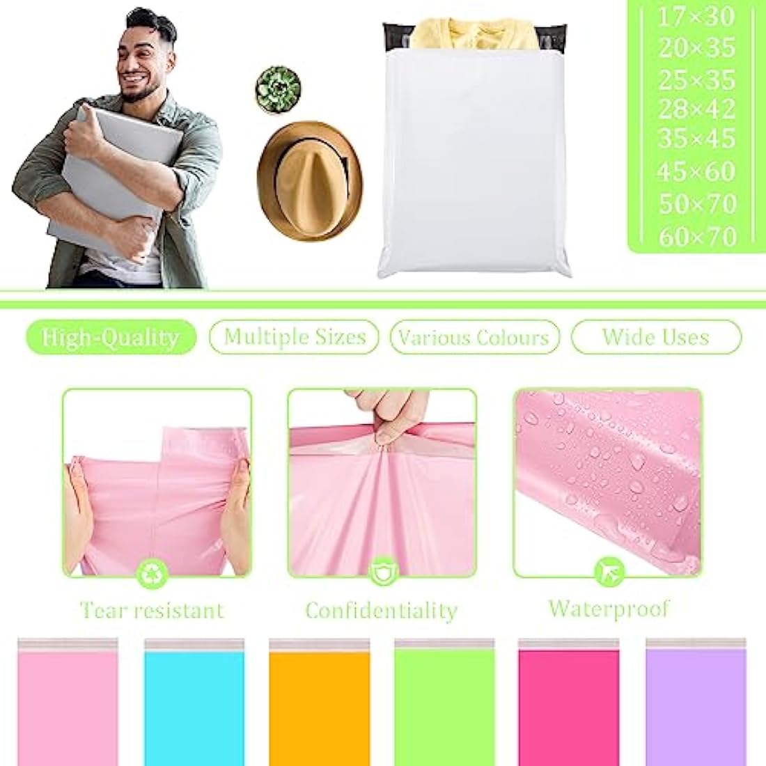 10pcs 60x70cm Green Vinted Postage Bags Mailing Bags for Clothes,Mailing Poly Postal Self Seal Bags,Large Parcel Shipping Bags Strong Packaging Bags Delivery Bags Plastic Envelopes for Posting Clothes