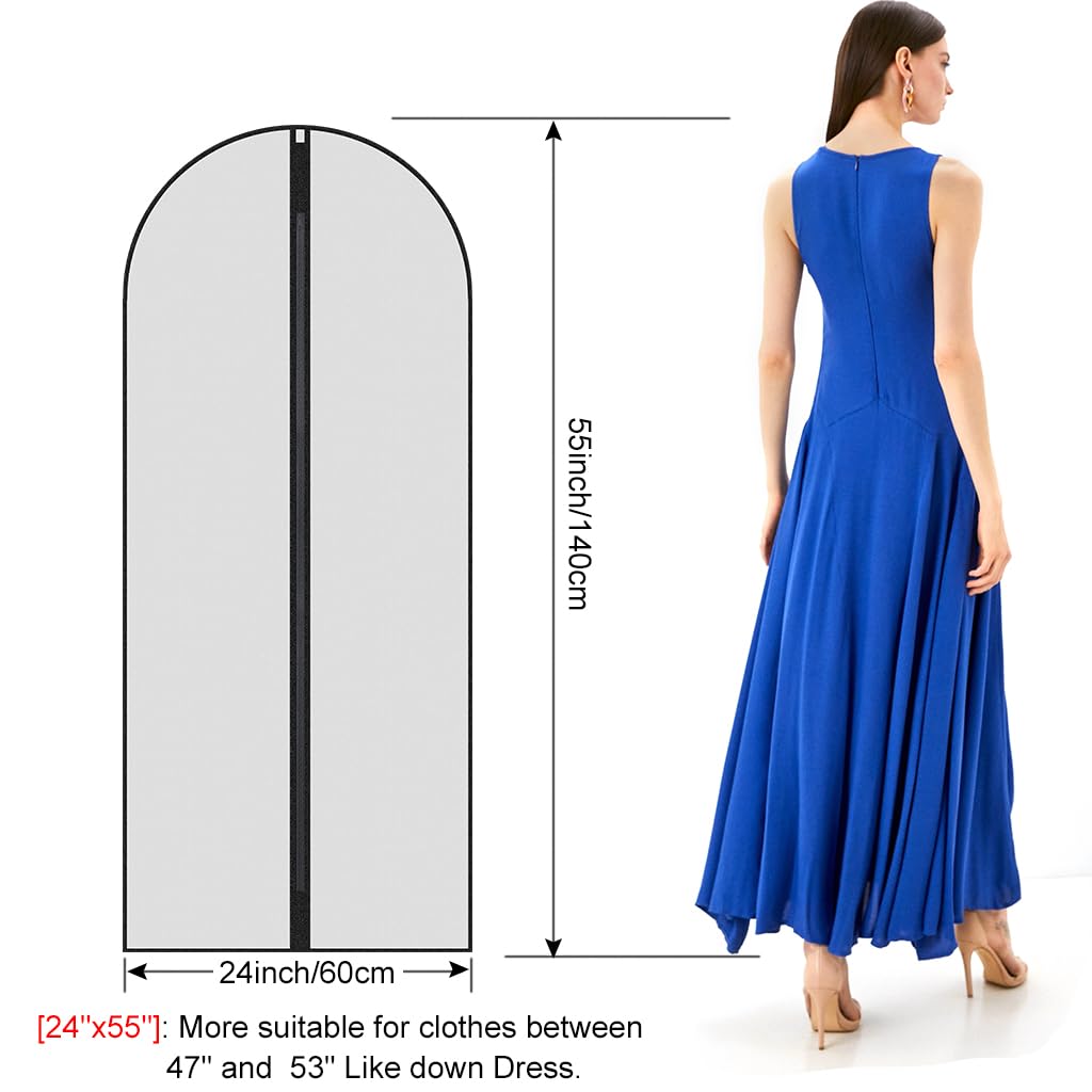 Garment Bags,5PCS Dustproof Garment Covers PEVA Translucent Clothes Covers with Zip Moth Proof Suit Protector Bags Waterproof Dress Covers for Shirts