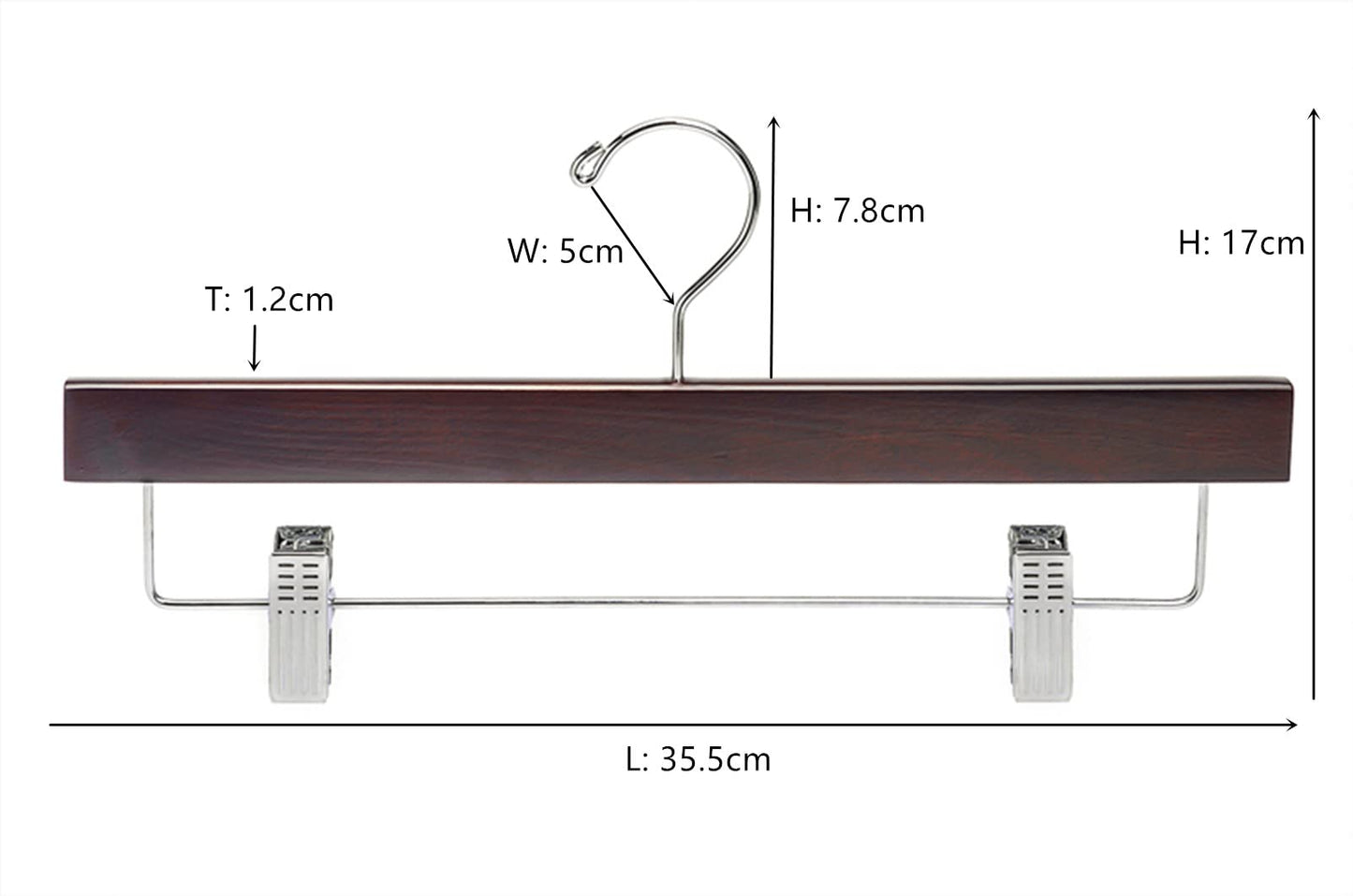 Amber Home 10pcs Wooden Trousers Hangers, Wood Skirts Hangers, Antique