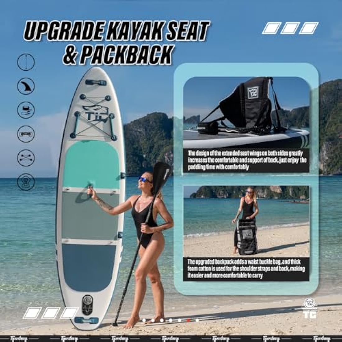 TIGERXBANG Stand Up Paddle Boards 10'6" x 32" x 6"丨10' x 31" x 6" with Premium SUP Board Accessories, Inflatable Paddle Boards for Adults/Kids Stand Up PaddleBoarding