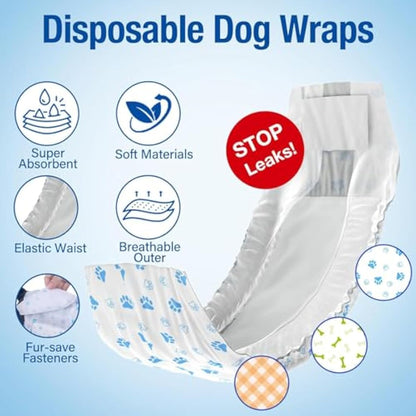 Pet Soft Disposable Dog Puppy Nappies Male - Super Absorbent Male Dog Incontinence Wraps