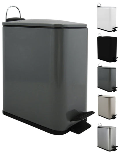 Spirella Erik Cosmetic Bin, 5 Litres, Stainless Steel with Soft-Close Mechanism and Inner Bucket, Bathroom Bin, Soft Close Waste Bin, Anthracite