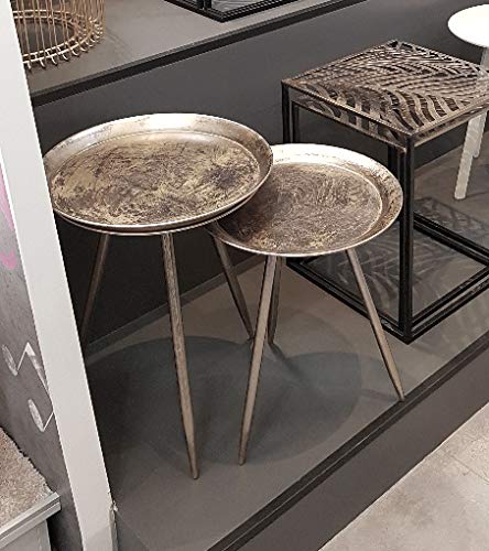 HAKU round Side Table, bronze metal, round coffee table, small – Dimensions: H 54 x Ø 44 cm Style: Modern