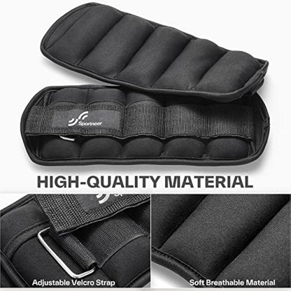 Sportneer Ankle Weights Adjustable Ankle Weights Set Wrist Strap 0.45kg - 2.25kg Each Ankle, 0.9kg - 4.5kg a Pair