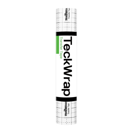 TECKWRAP Clear Transfer Paper Tape Roll 12? x 10 FT Medium Tack Black Alignment Grid Vinyl Transfer Tape Perfect for Self Adhesive Vinyl Signs