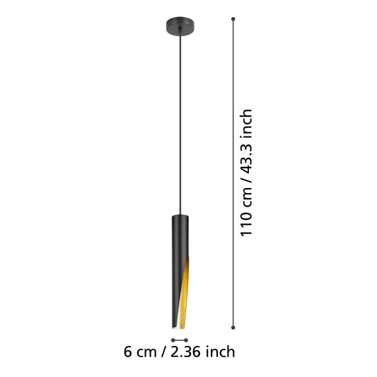 EGLO LED Pendant light Barbotto, ceiling light fitting with indirect lighting, hanging lamp for dining and living room, metal in black and gold, GU10