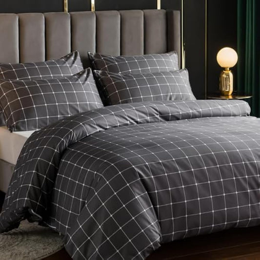 Lazzaro Double Duvet Set - Premium Microfiber Reversible Double Duvet Cover (200 x 200 cm) 3 PCs - Ultrasoft Hypoallergenic Luxury Quilt Cover Bedding Sets with Zipper Closure