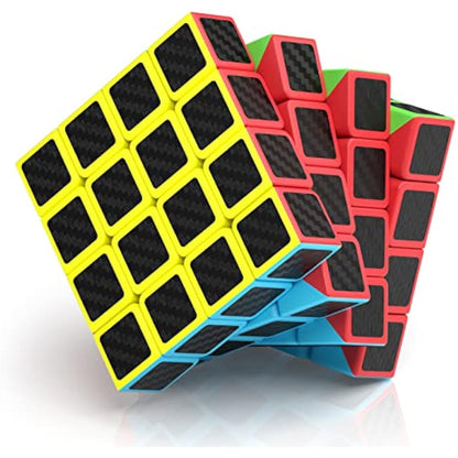 ROXENDA Speed Cube, Magic Puzzle Cube Super-durable Carbon Fiber Sticker with Vivid Colors for Kids (4x4x4)