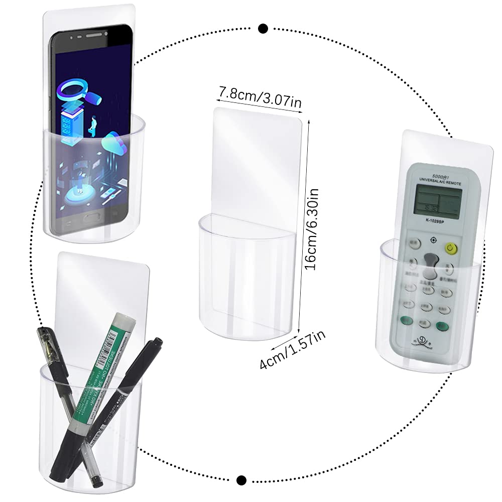 4 PCS Remote Control Holder, Wall Mounted, No Drilling, for Bedroom Table