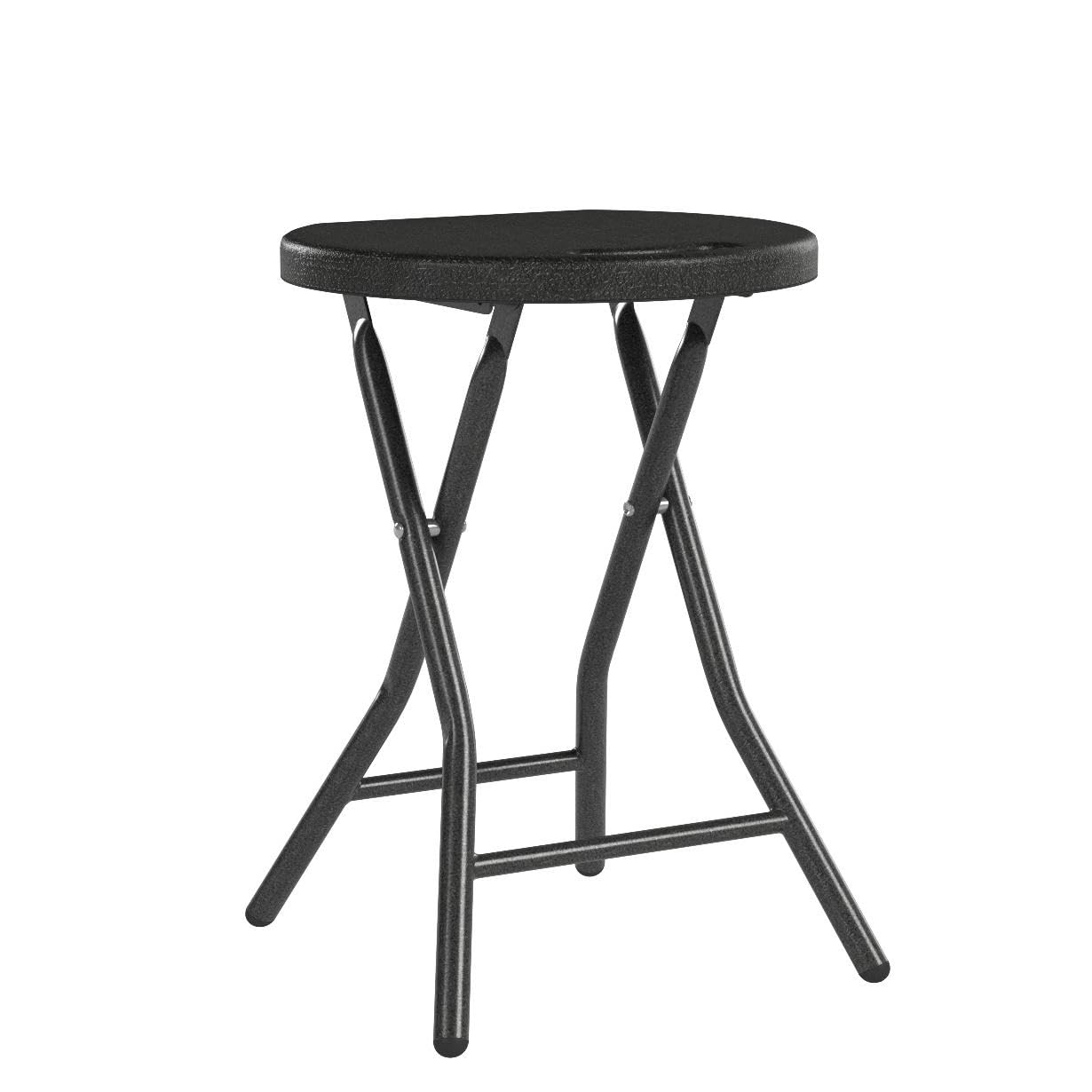 RFIVER Folding Stools,Set of Two,Light Weight Metal and Plastic Foldable Stools,136kgs Capacity,2-Pack Black,CH1001
