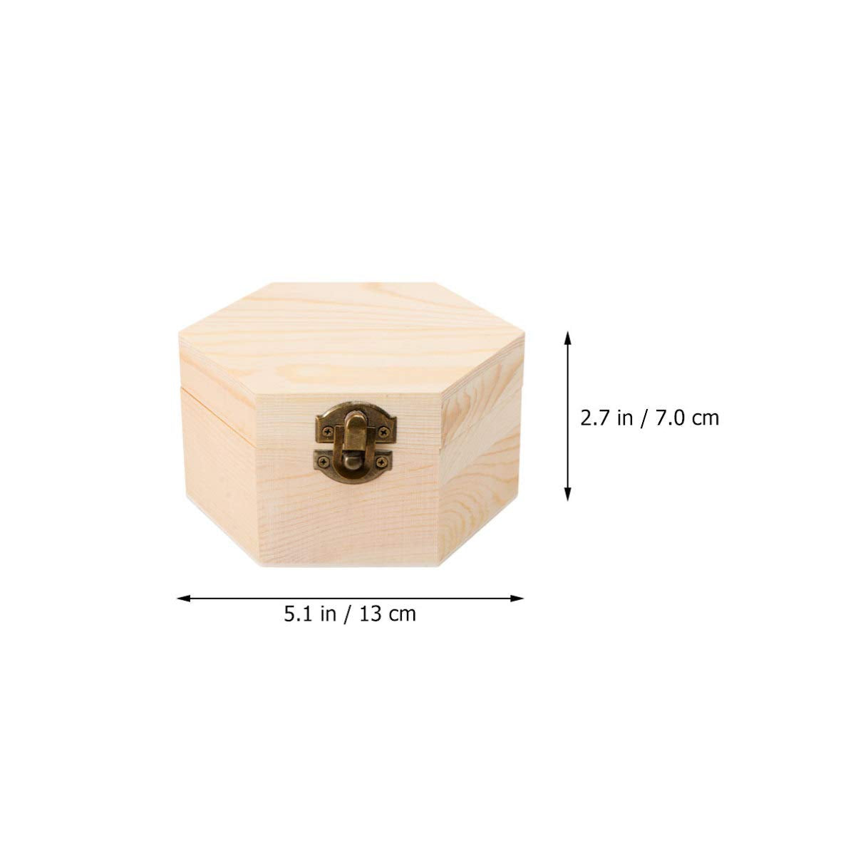 Healifty Hexagonal Wood Case with Lock Hasp Small Wooden Storage Container for Soap Flower Box Jewelry Diy Crafts Home Decoration Wedding