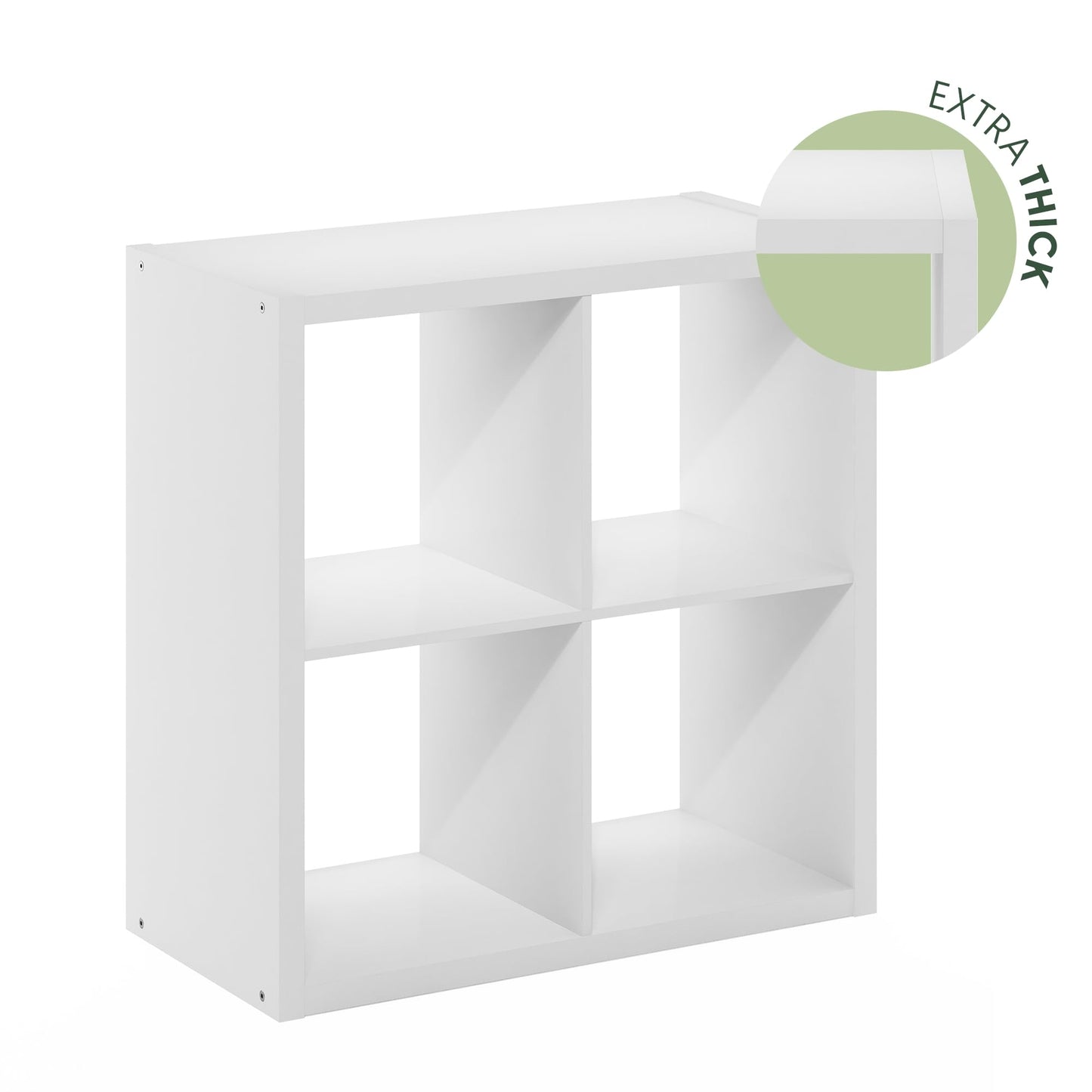 Furinno CUBICLE Book Shelf, 4-Cube Bookself, Thick Frame Bookcase with Reversible Open Back, 14.6 x 30 x 30, for Living Room, Bedroom, Home Office