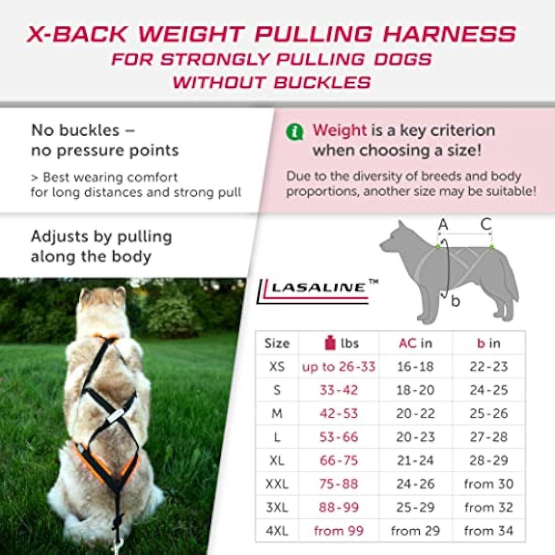 LASALINE X-Back Dog Harness for Canicross Bike, Ski Jöring Scooter Sledge Black Neon Yellow