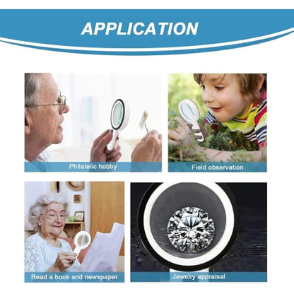 Magnifying Glass with 12 LED Lights, 30X Double Glass Lens Handheld Illuminated Magnifier Reading Magnifying Glass with for Seniors Read, Coins, Stamps, Map, Inspection, Macular Degeneration