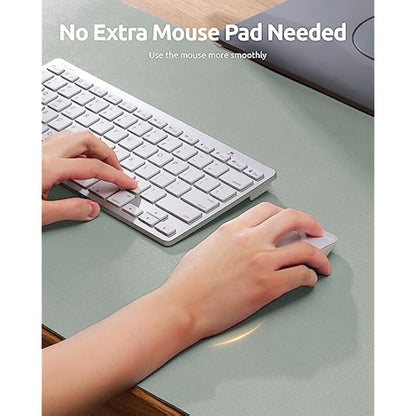 YSAGi Leather Desk Mat, Large Mouse Mat, Non-Slip Desk Pad, Waterproof PU Leather Table Protector Writing Pad for Office and Home (60 x 35 cm, Grayish Green)