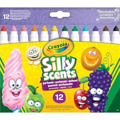 CRAYOLA Silly Scents Broadline Washable Markers - Assorted Colours (Pack of 12) | Unique Sweet Scents & Colours! | Ideal for Kids Aged 3+