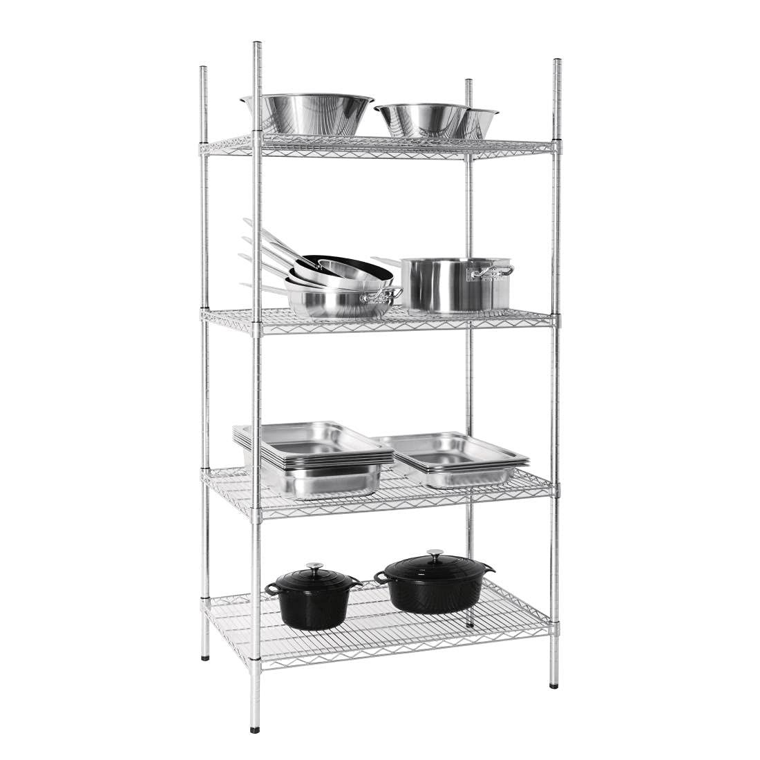 Vogue 13186 4 Tier Wire Shelving Kit 915X610mm Galvanised Zinc Shelf Storage Rack, 1840h x 915w x 610dmm