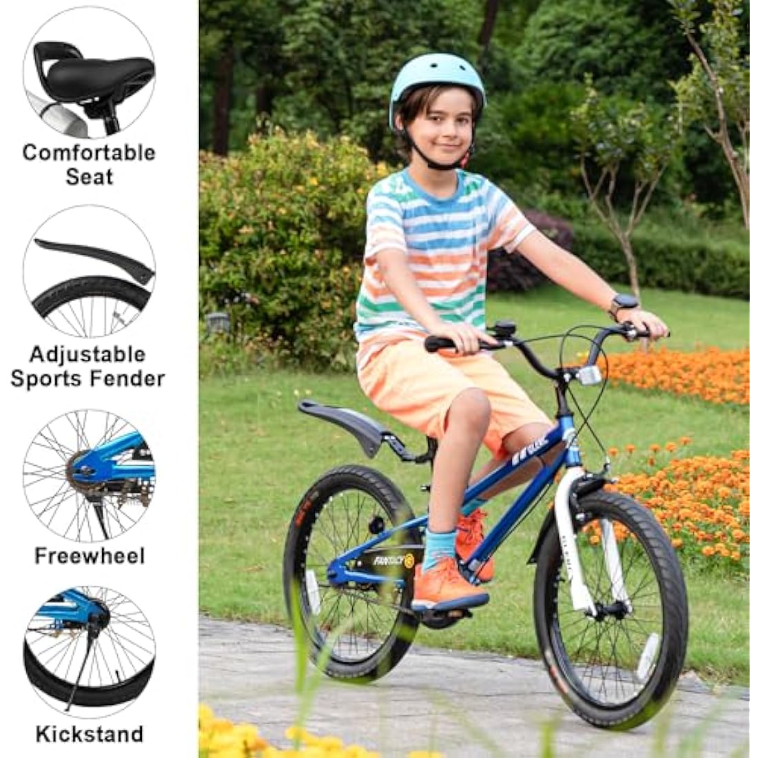 Glerc Fantacy 20 Inch Kids Bike for 2-14 Years Old Boys Girls with Water Bottle Holder & Stabilisers, Multiple Colors