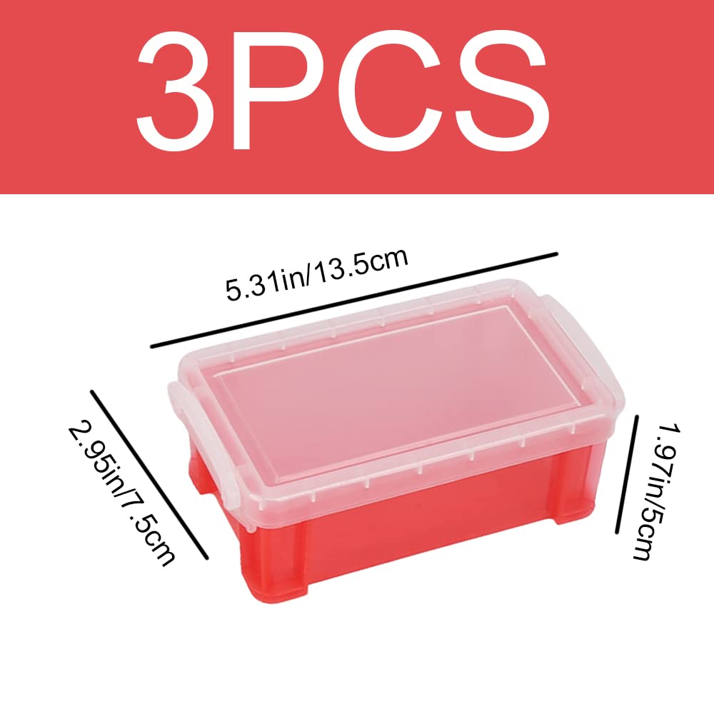 Dtlecyj Small Plastic Storage Box with Lid 3 Pcs Clear Plastic Storage Boxes with Snap Stackable Containers for Desk Storage Bedroom Family