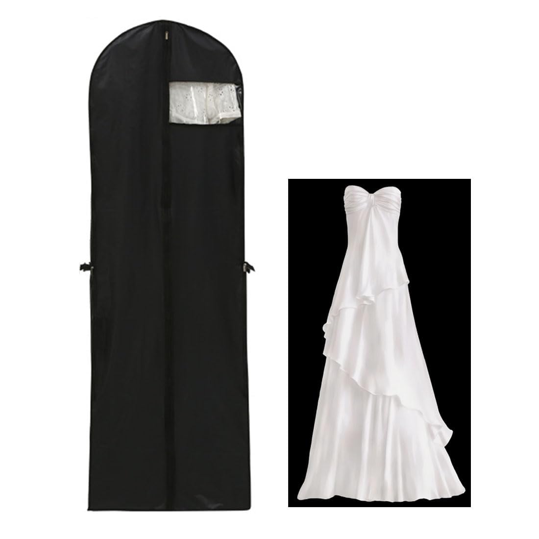 LAWALEISHE Wedding Dress Bag, Eco-friendly Dress Bag Sleeve, Black Zip Folding Long Women's Jacket, Long Dress Sleeve Garment Storage Bag with Handle
