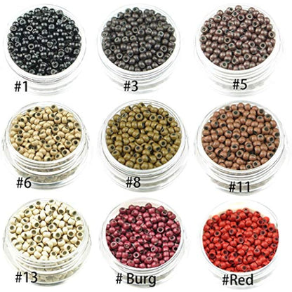 KOCONI 1000 Pcs Nano Rings 3mm Hair Extension Beads - Silicone Lined Micro Beads for Nano Rings #5 Brown