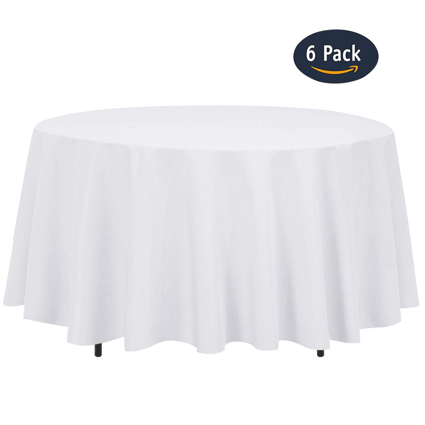 Kapwall 6 Pack White Round Table Cloth - 90Inch (228cm) Quality Tablecloth Table Cover for Wedding/Banquet/Restaurant/Party.