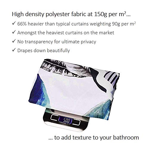 Obal Tree Leaves Shower Curtain, Blue Grey Green Foliage White Background Bath Curtains Water Resistant Mould Free Polyester Fabric Heavy Weight Home