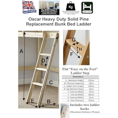 Pine Bunkbed Ladder - Bunk Bed Slanted Ladder Solid Pine