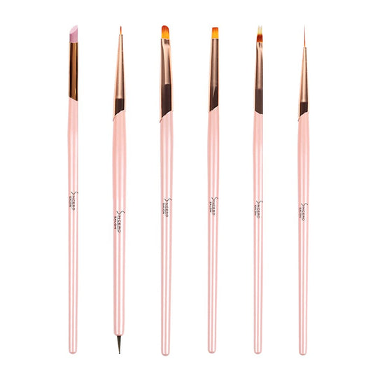 SINCERO SALON Nail Art Brushes Set, Gel Nail Polish Nail Art Design Painting Tools, 6 PCS I Premium Quality Brushes Suitable for Proffesionals And DIY