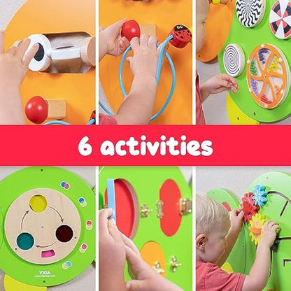 SPARK & WOW Caterpillar Activity Wall Panels | Ages 18m+ | Montessori Sensory Wall Toy | 6 Activities | Busy Board | Toddler Room Decor