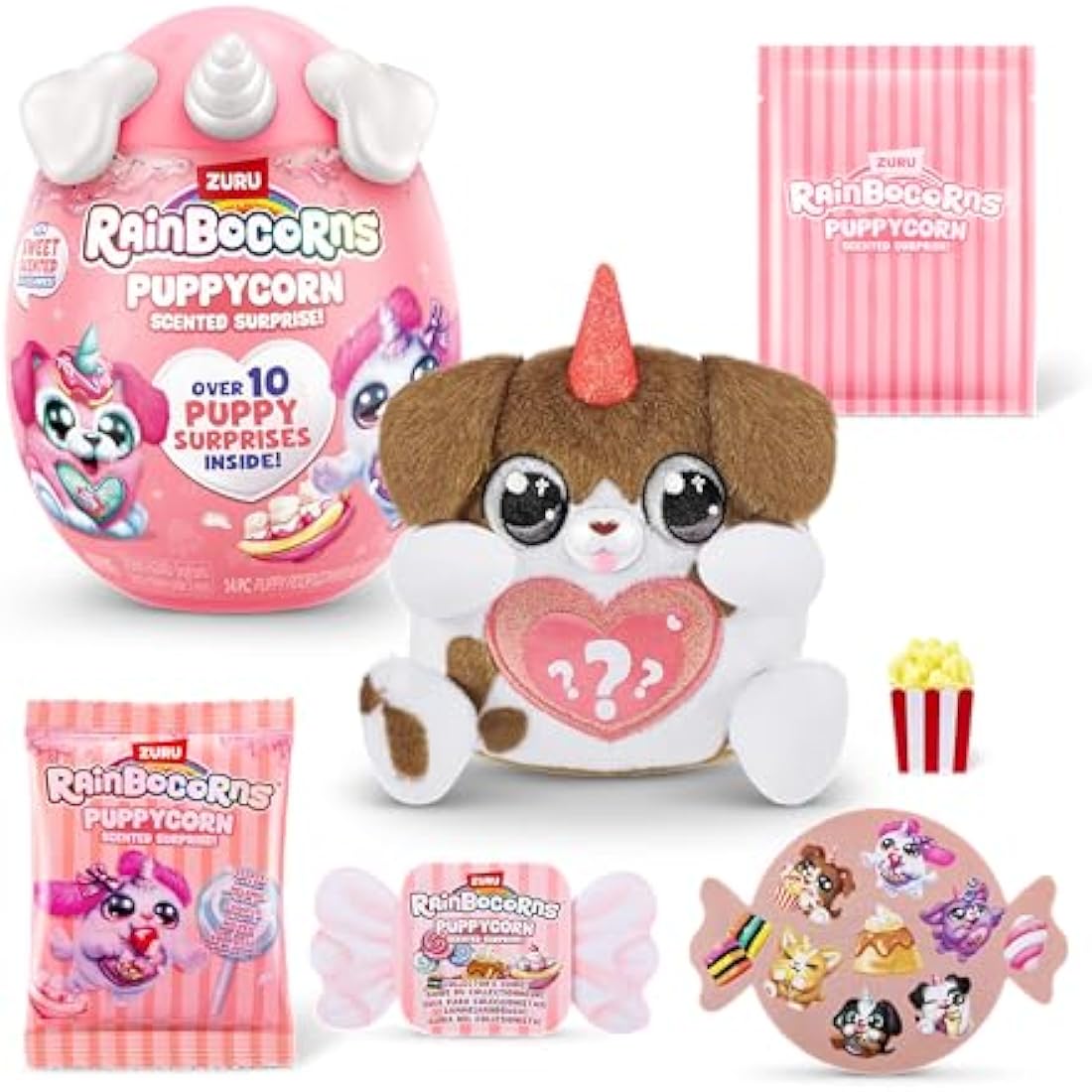 Rainbocorns ZURU Puppycorn Scent Surprise, Brown Dalmatian, by ZURU Surprise Unboxing Soft Toy, Scented Puppy Plush for Girls (Brown Dalmatian)