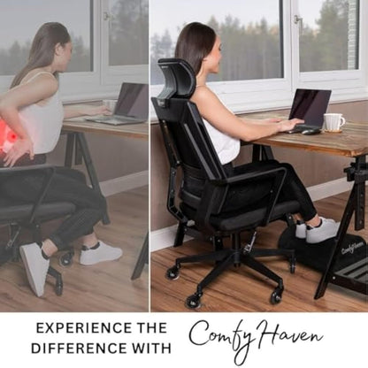 ComfyHaven Premium Adjustable Ergonomic Under Desk Foot Rest Ideal for Office & Home Use, Memory Foam Foot Stool - Relieves Back & Hip Pain (Velvet (Velboa))