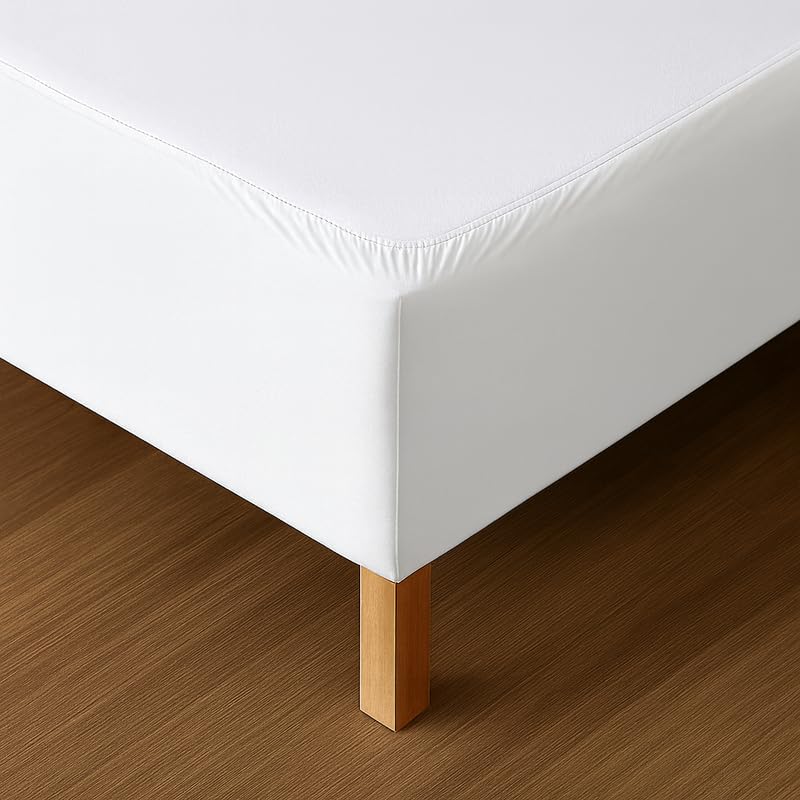Dahlica Bed Base Cover King 160 x 200 cm White – Soft and Stretchy Fabric – Impeccable Look – Easy to Install