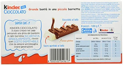 Kinder Chocolate Small Bars, Bulk Chocolate Gift Box, Fine Milk Chocolate Bar with a Milky Filling, Pack of 10 x 100g