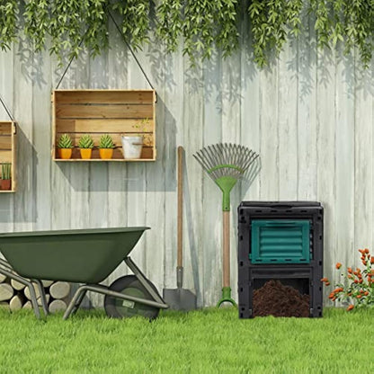 Relaxdays Composter, 230l, Plastic, Quick, for Kitchen & Garden Waste, Environment-Friendly, HWD: 80 x 60 x 57 cm, Black