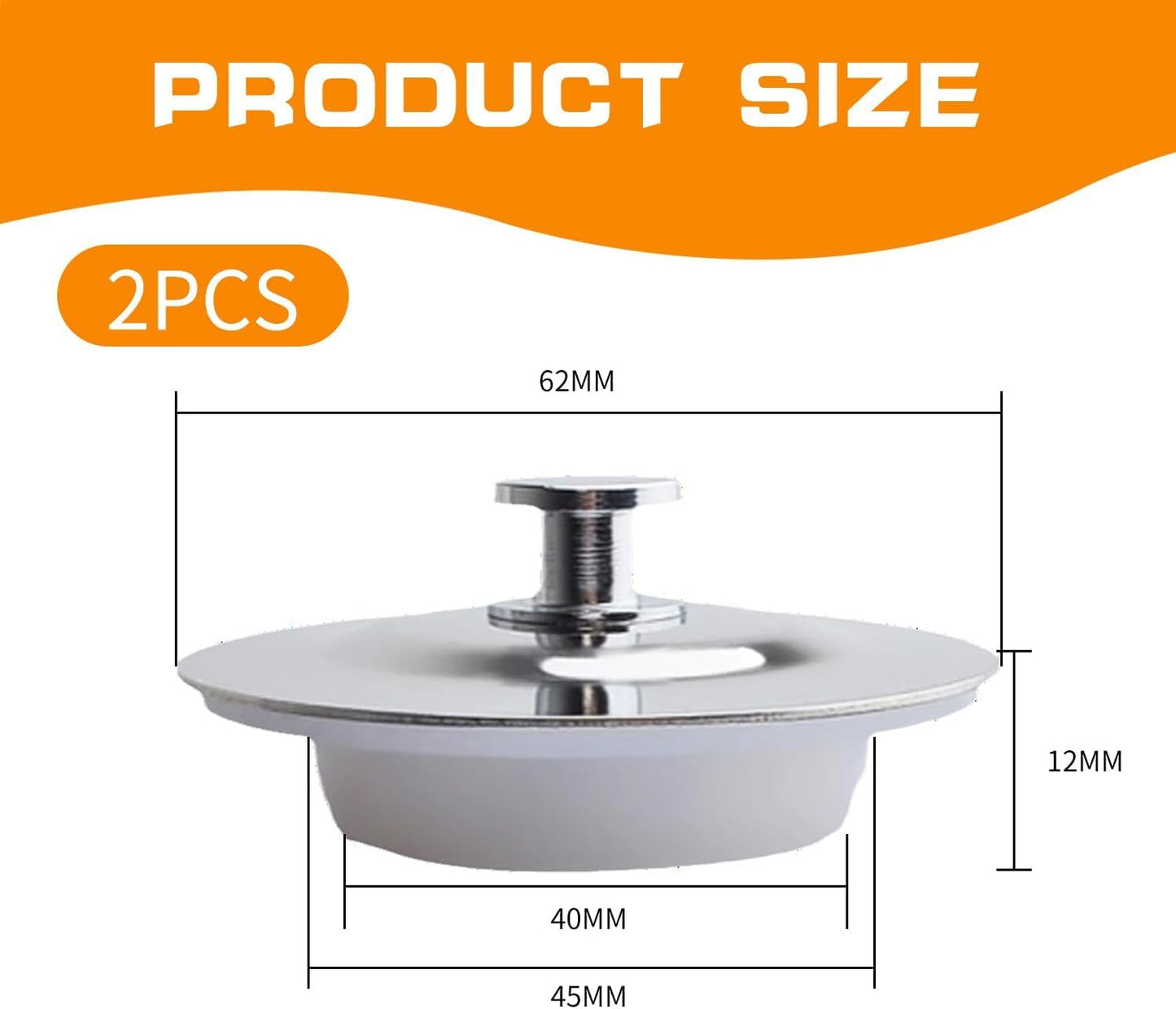 2PCS Universal Silicone and Stainless Steel Drain Stopper for Bathtubs, Showers, and Sinks - Leak-Proof and Easy to Clean