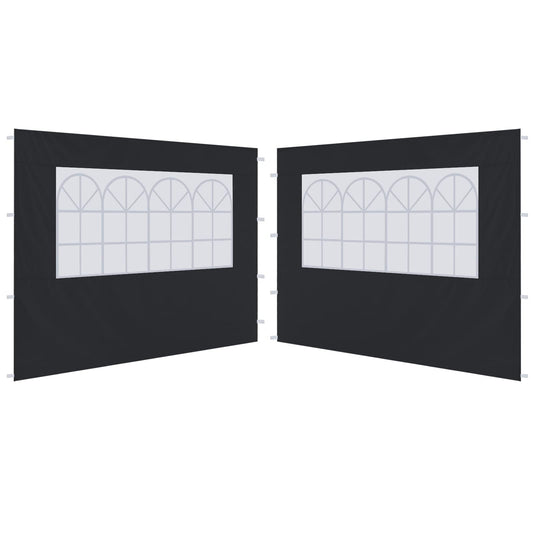ABCCANOPY 2 Pack of 3M Gazebo Marquee Replacement Exchangeable Side Panel Wall Panels Walls,Black