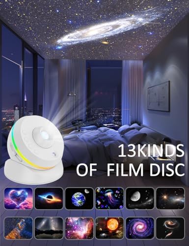 Galaxy Projector, 13 in 1 Meteor Planetarium Star Projector, Realistic Starry Sleep Sky Night Light with 360° Rotation Large Scale, 4K HD Constellation Projection for Kids Adults Bedroom Ceiling Decor