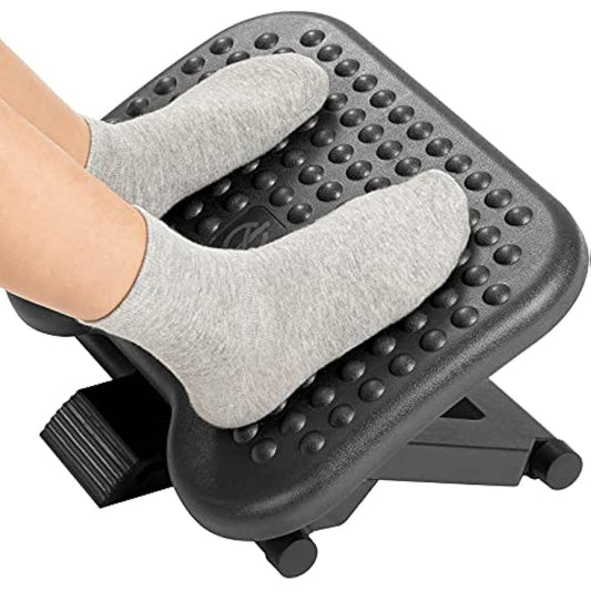 HUANUO Adjustable Under Desk Footrest, Foot Rest for Under Desk at Work with Massage, Foot Stool with 3 Height Position & 30 Degree Tilt Angle Adjustment for Home, Office