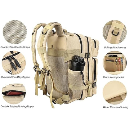 LHI Military Tactical Backpack for Men and Women 45L Large waterproof Rucksack for School, Hiking, Trekking, Hunting