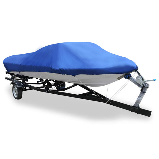 sourcingmap 14-16ft 210D Trailerable Boat Cover Waterproof Fishing Ski Bass Blue