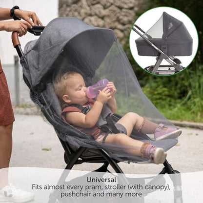 Zamboo Universal Mosquito Net for Pushchair, Pram, Buggy, Carrycot and Travel Cot | Washable and Durable Fine Mesh Insect Protection Netting - Grey