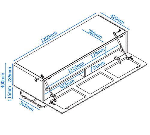 Alphason Chromium Concept TV Cabinet - Grey, 120 x 42 x 40cm (WxDxH)