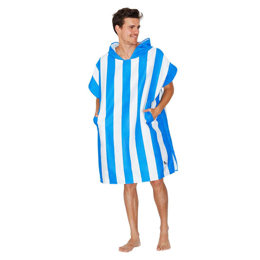 Dock & Bay Adult Beach Poncho - Hooded Towel with Deep Pockets - For Beach & Pool - Super Absorbent, Quick Dry - Cabana - Bondi Blue, Small (85x65cm,