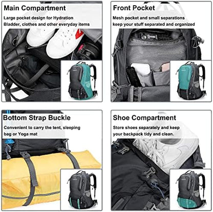 G4Free Hiking Backpack 50L Waterproof Backpack with Rain Cover for Mountaineering Travel Camping Trekking Outdoor Sports for Men Women