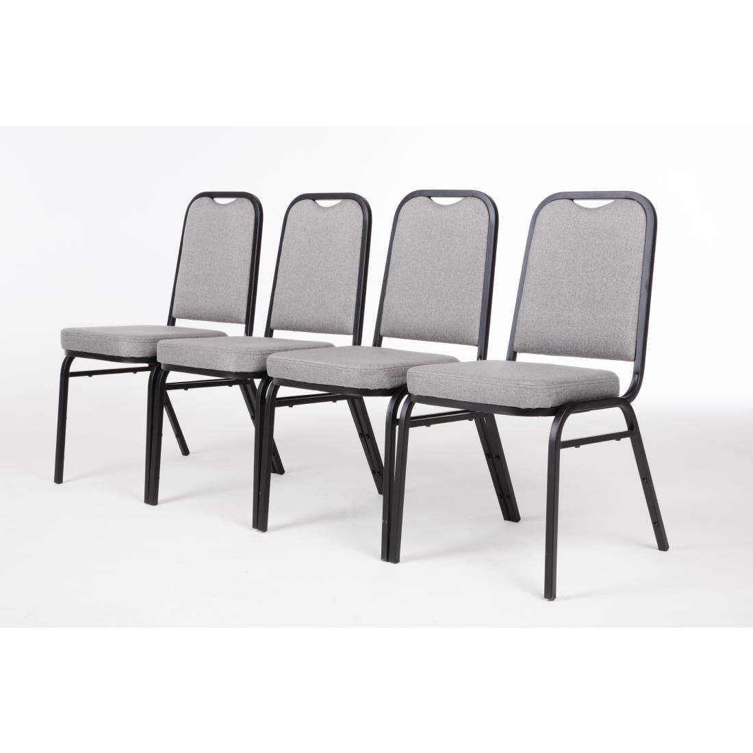 Bolero Square Back Stacking Banquet Chairs, Black & Grey (Pack of 4)