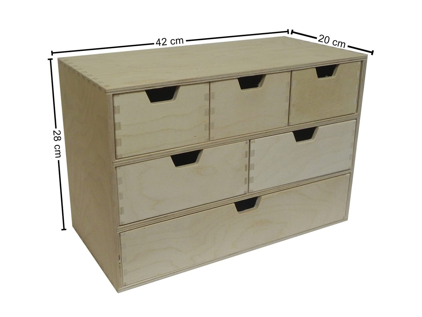COLLECTOR Wooden World 5 Drawer Plain Wooden Storage Box Chest Cupboard Decoupage Solid Wood Jewellery Chest