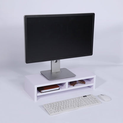BONTEC Monitor Stand Riser 2 Tier Wooden Desk Shelf with Drawer, Ergonomic Computer Riser for Desk