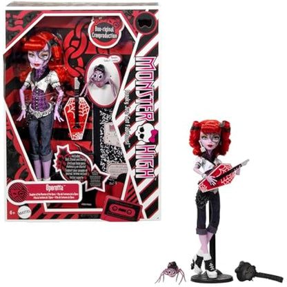 Monster High Boo-riginal Creeproduction Doll, Operetta Collectible Reproduction with Doll Stand, Diary, and Pet Spider Memphis “Daddy O” Longlegs, HYV90