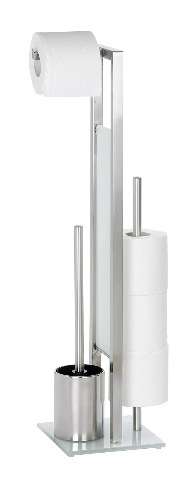WENKO 21564100 Free standing toilet brush Rivalta - Stainless steel, 18 x 70 x 23 cm, Matt